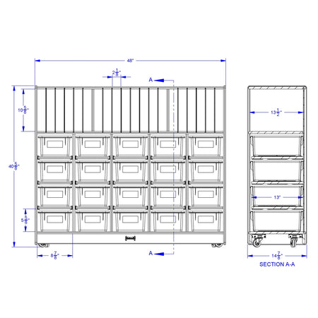Jonti-Craft® 20 Cubbie-Tray Mobile Storage - without Trays - Magnetic Write-n-Wipe Back