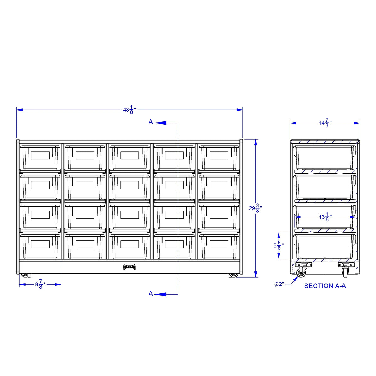 Rainbow Accents® 20 Cubbie-Tray Mobile Storage - with Trays - Black