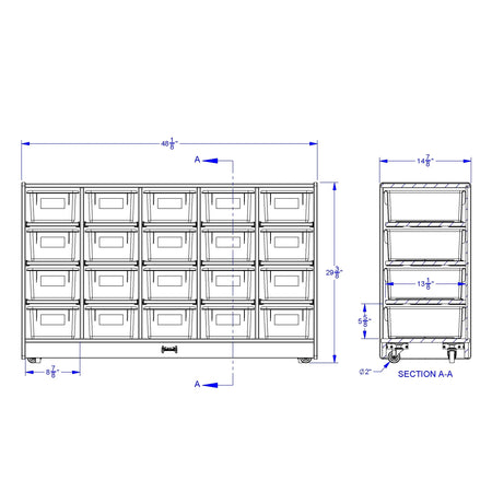 Rainbow Accents® 20 Cubbie-Tray Mobile Storage - with Trays - Black
