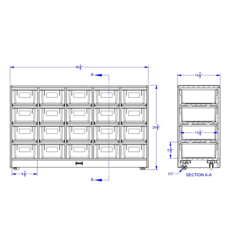 Rainbow Accents® 20 Cubbie-Tray Mobile Storage - with Trays - Key Lime Green
