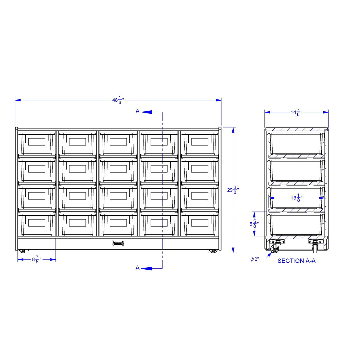 Rainbow Accents® 20 Cubbie-Tray Mobile Storage - with Trays - Teal