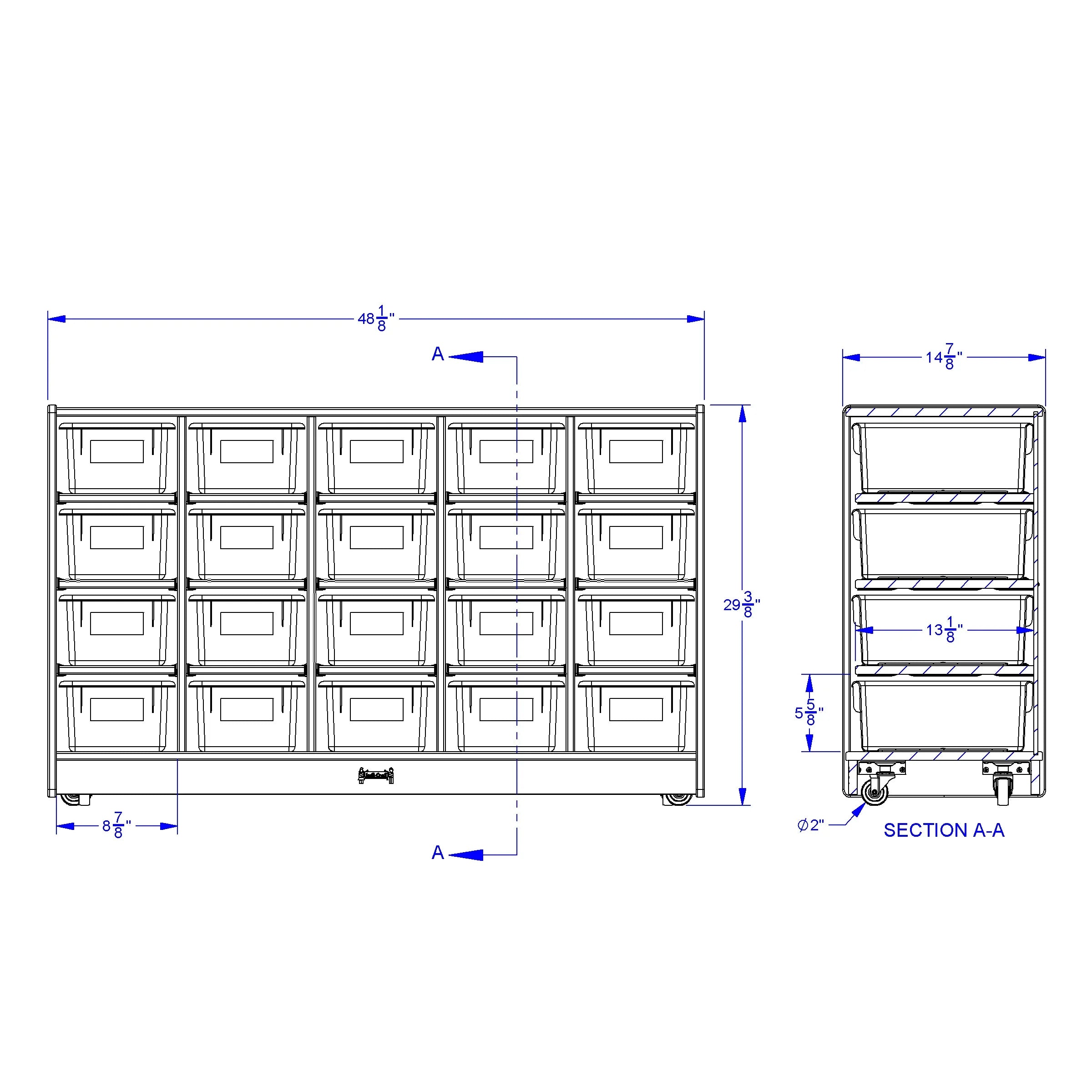 Rainbow Accents® 20 Cubbie-Tray Mobile Storage - with Trays - Teal