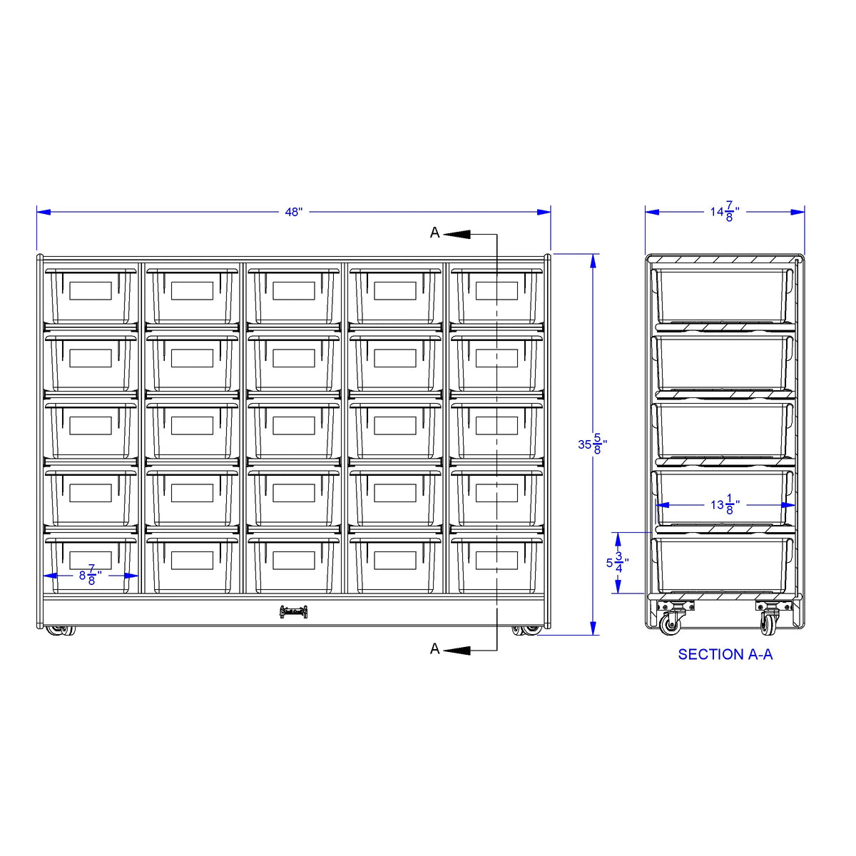 Jonti-Craft® 25 Cubbie-Tray Mobile Storage - with Clear Trays