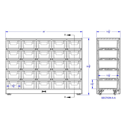 Jonti-Craft® 25 Cubbie-Tray Mobile Storage - with Clear Trays