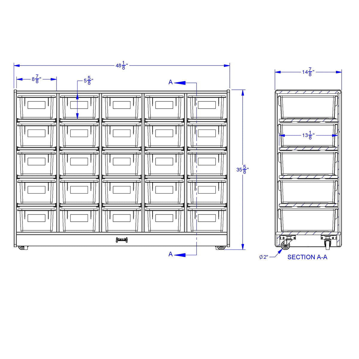 Rainbow Accents® 25 Cubbie-Tray Mobile Storage - with Trays - Black
