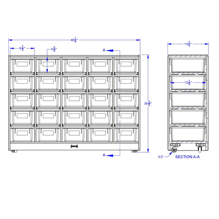 Rainbow Accents® 25 Cubbie-Tray Mobile Storage - with Trays - Black