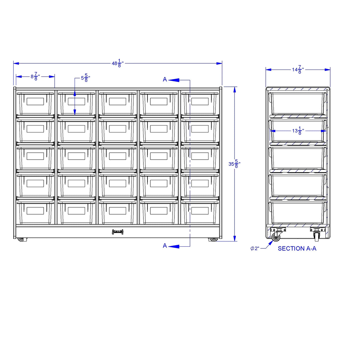 Rainbow Accents® 25 Cubbie-Tray Mobile Storage - with Trays - Key Lime Green