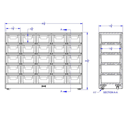 Rainbow Accents® 25 Cubbie-Tray Mobile Storage - with Trays - Key Lime Green