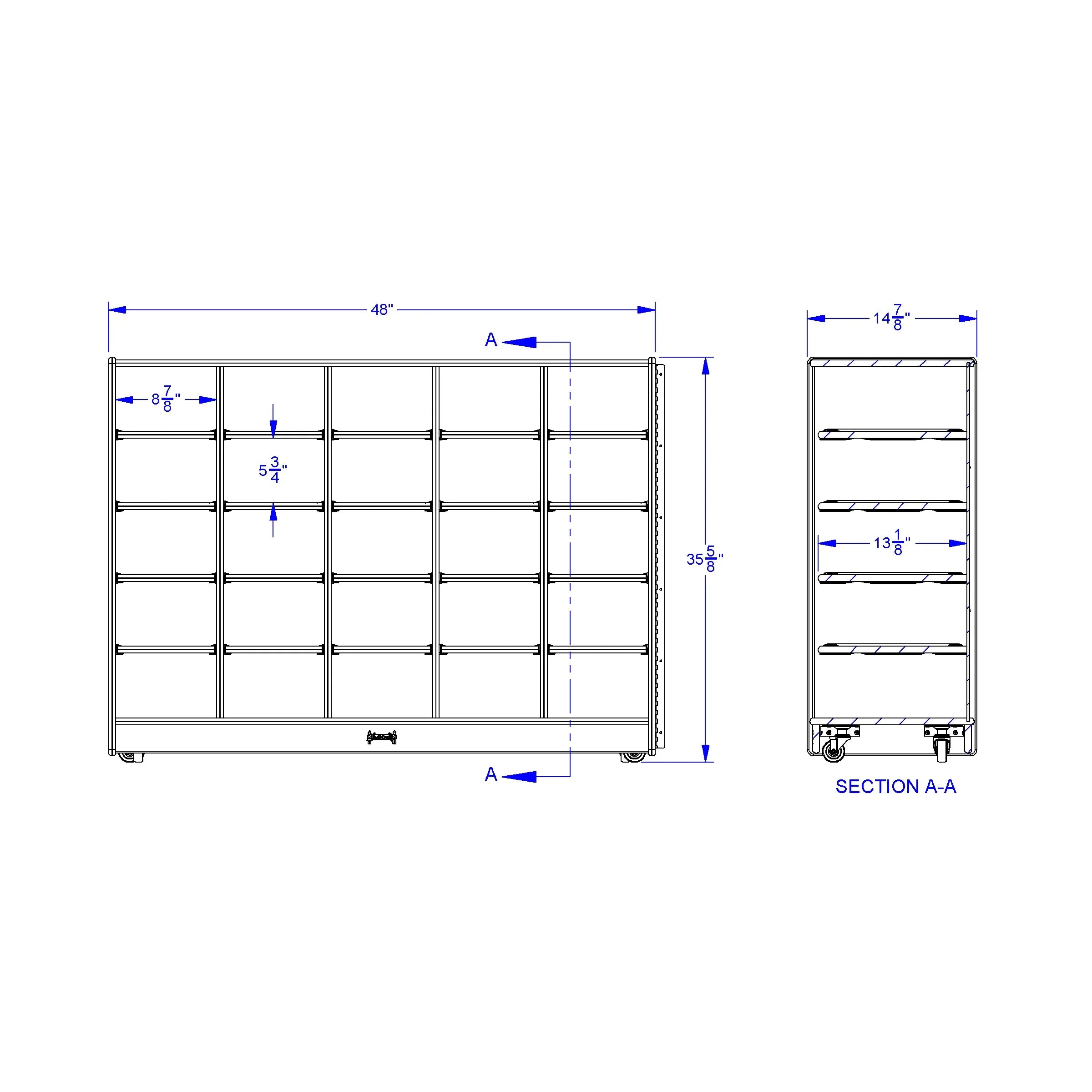 Jonti-Craft® 25 Cubbie-Tray Mobile Fold-n-Lock - with Clear Trays
