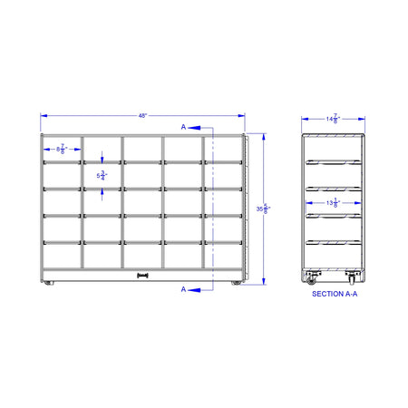 Jonti-Craft® 25 Cubbie-Tray Mobile Fold-n-Lock - with Clear Trays
