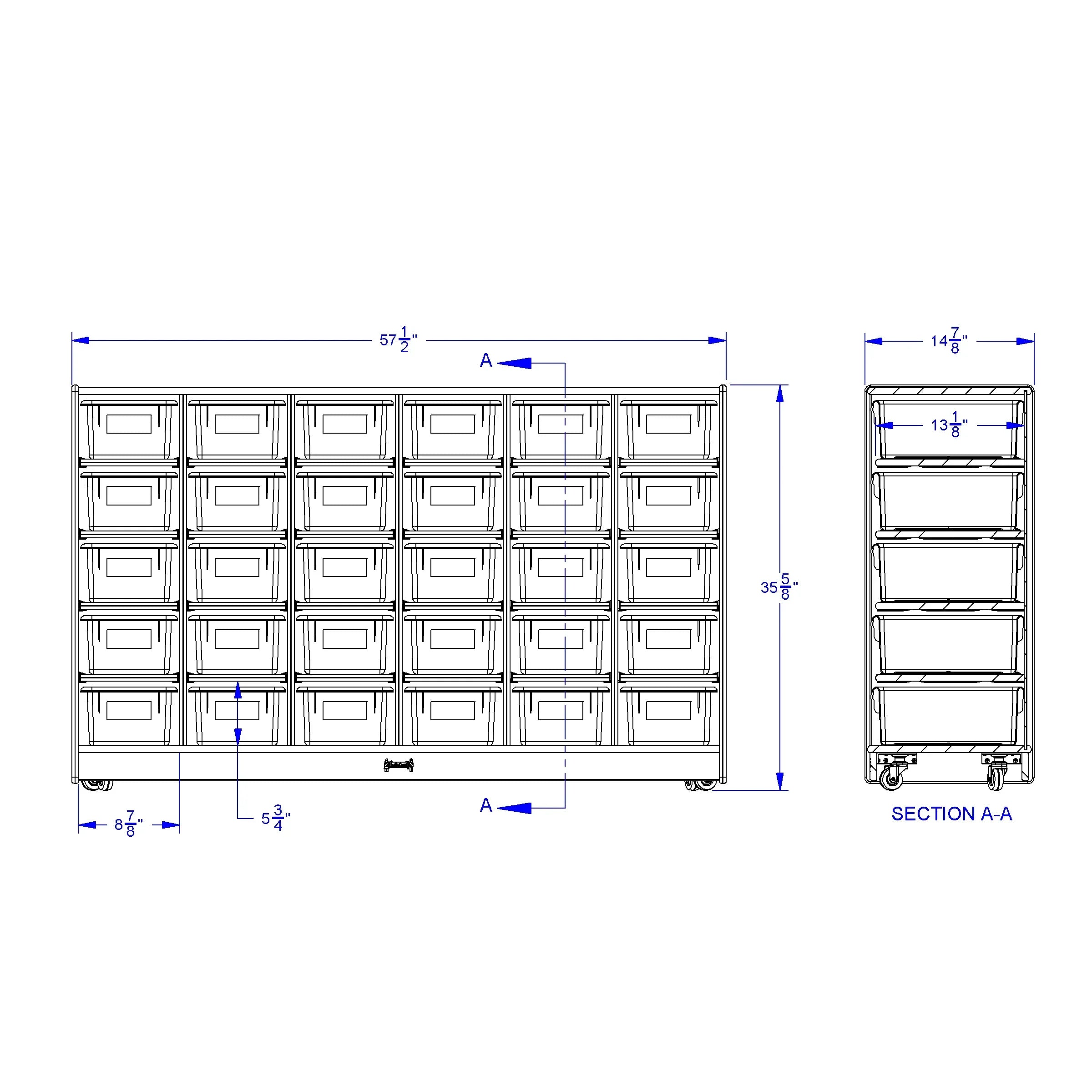 Rainbow Accents® 30 Cubbie-Tray Mobile Storage - with Trays - Key Lime Green