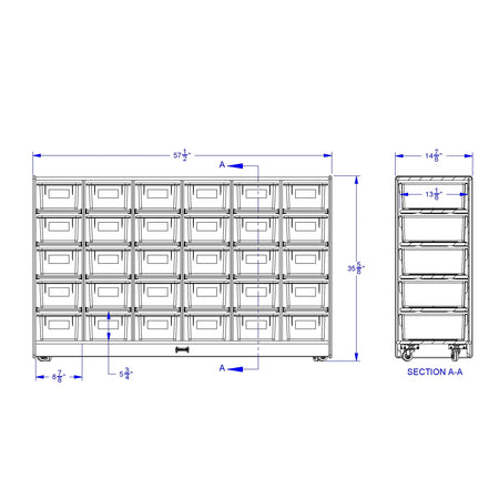 Rainbow Accents® 30 Cubbie-Tray Mobile Storage - with Trays - Key Lime Green