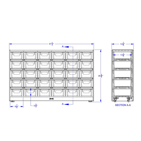 Rainbow Accents® 30 Cubbie-Tray Mobile Storage - with Trays - Blue