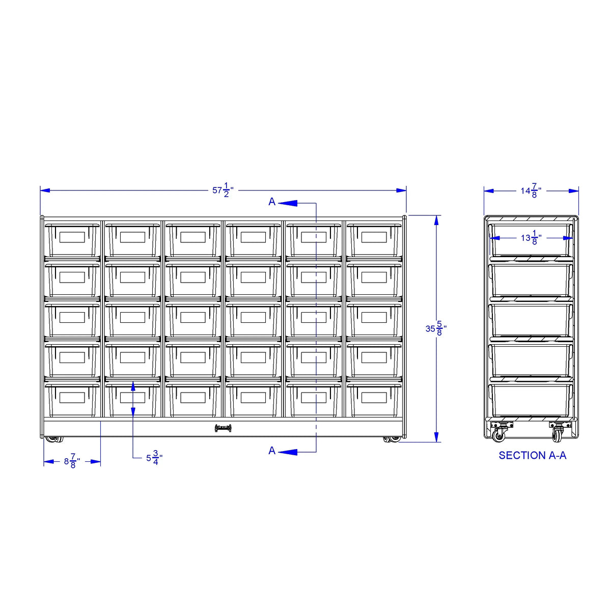 Rainbow Accents® 30 Cubbie-Tray Mobile Storage - with Trays - Navy