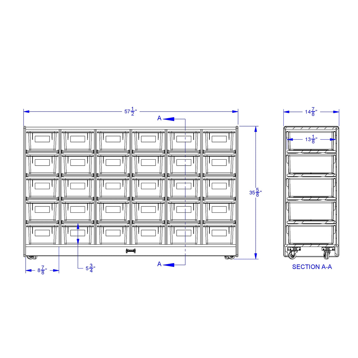 Rainbow Accents® 30 Cubbie-Tray Mobile Storage - with Trays - Purple