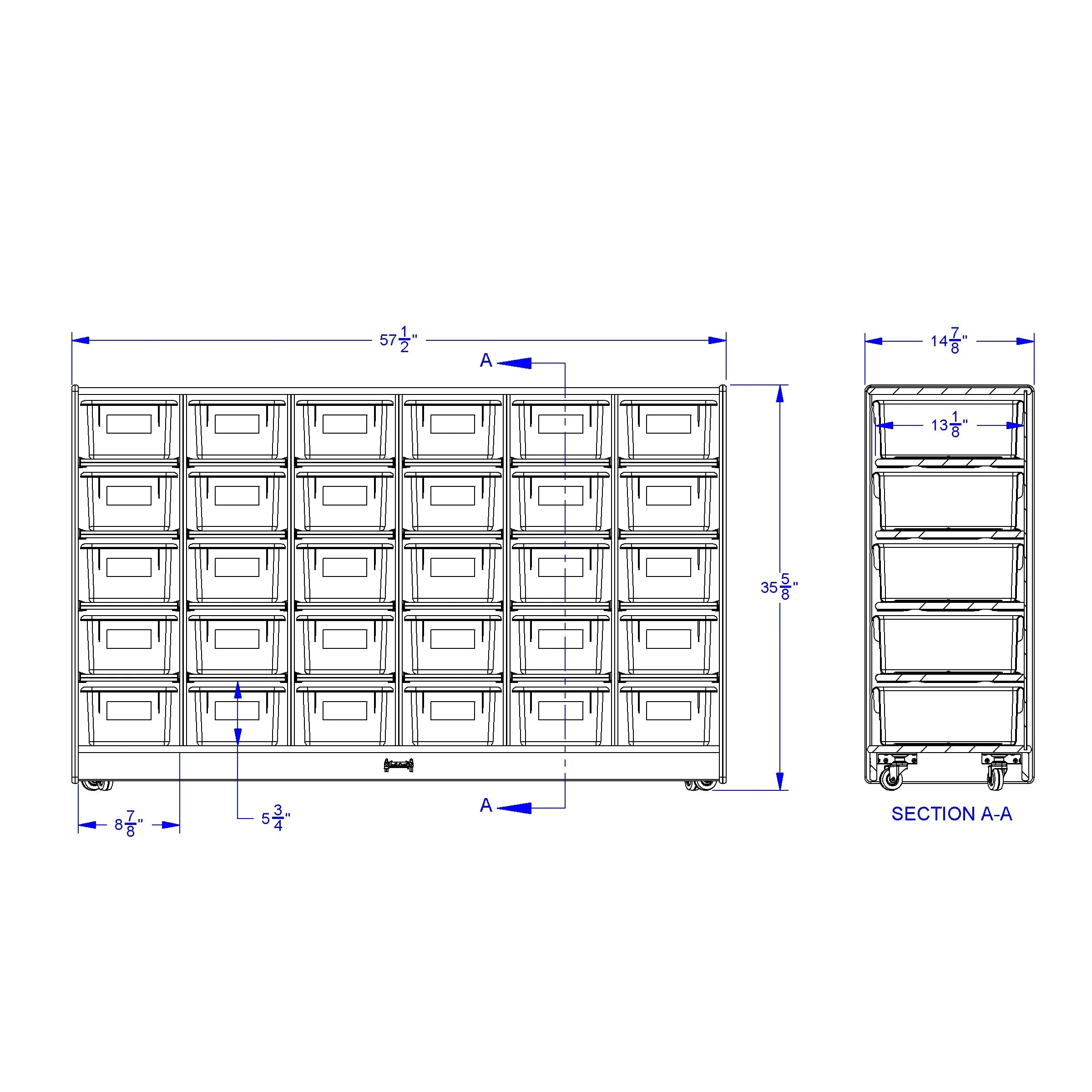 Rainbow Accents® 30 Cubbie-Tray Mobile Storage - with Trays - Teal