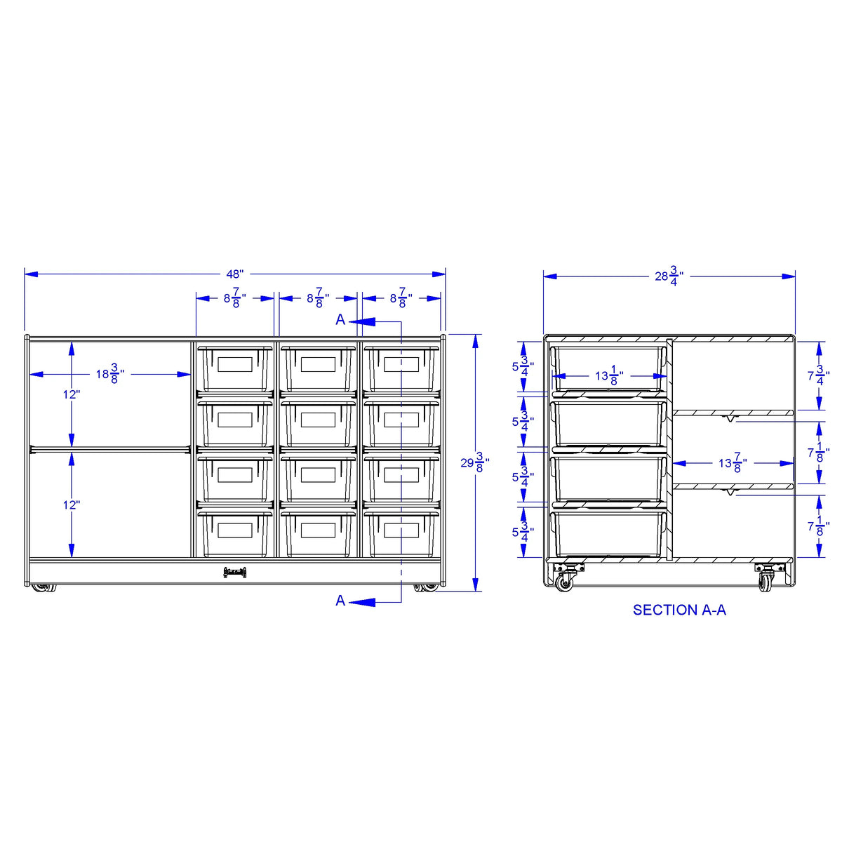 Jonti-Craft® Mobile Storage Island - with Clear Trays