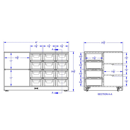 Jonti-Craft® Mobile Storage Island - with Colored Trays