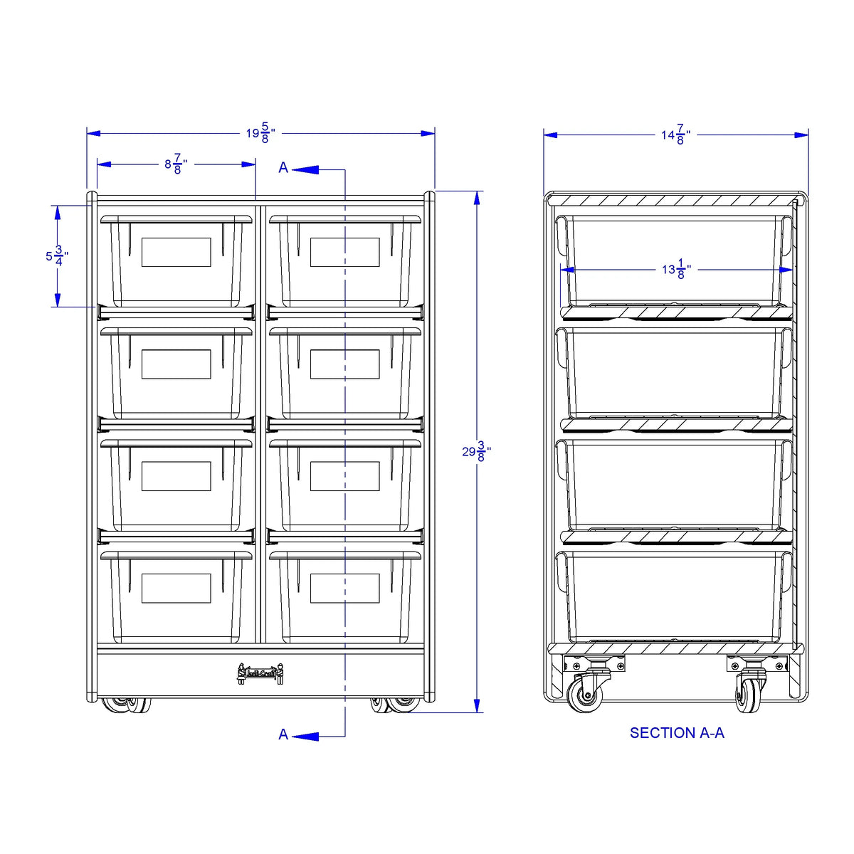 Jonti-Craft® 8 Cubbie-Tray Mobile Unit - with Clear Trays