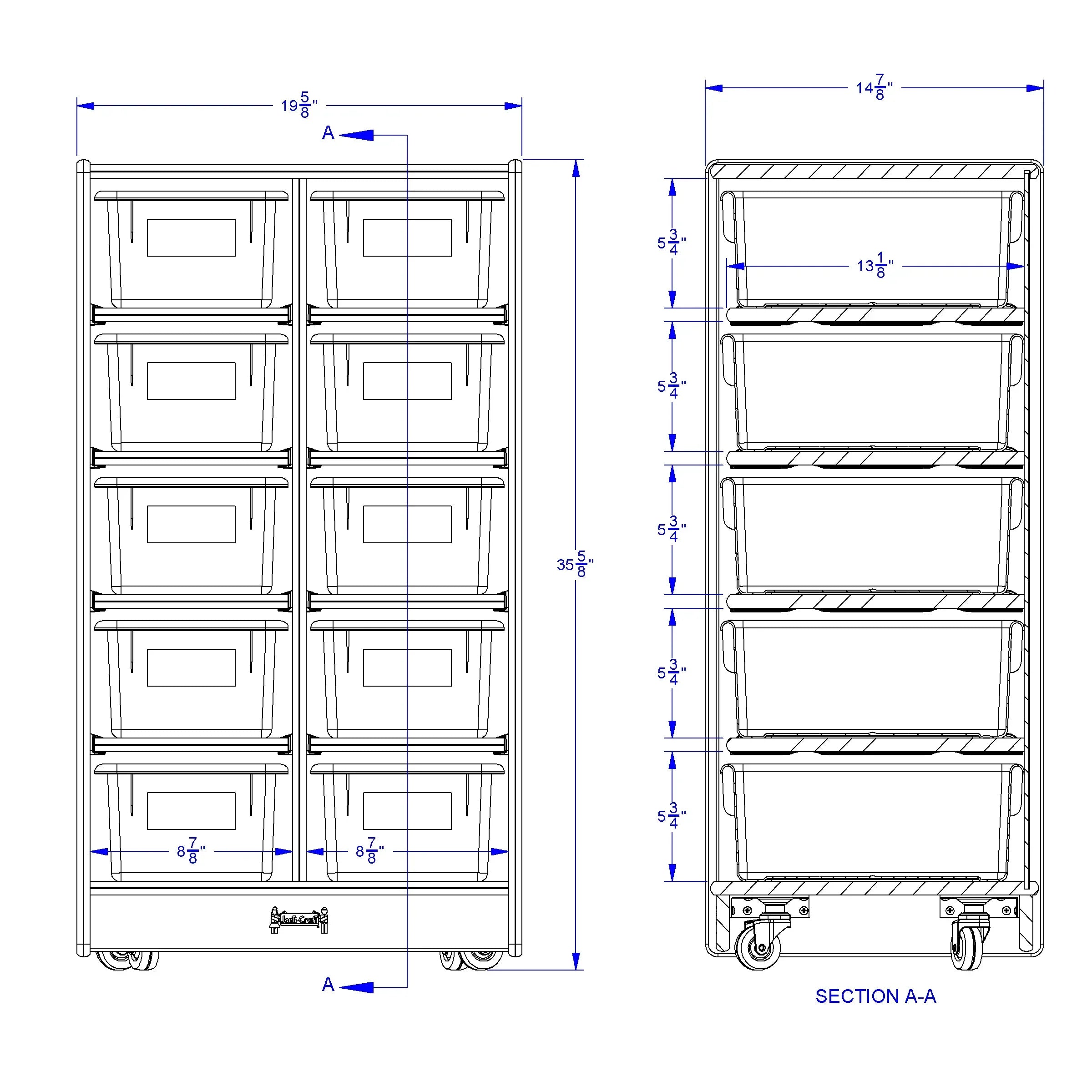 Jonti-Craft® 10 Cubbie-Tray Mobile Unit - with Clear Trays