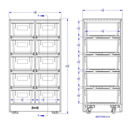 Jonti-Craft® 10 Cubbie-Tray Mobile Unit - with Clear Trays