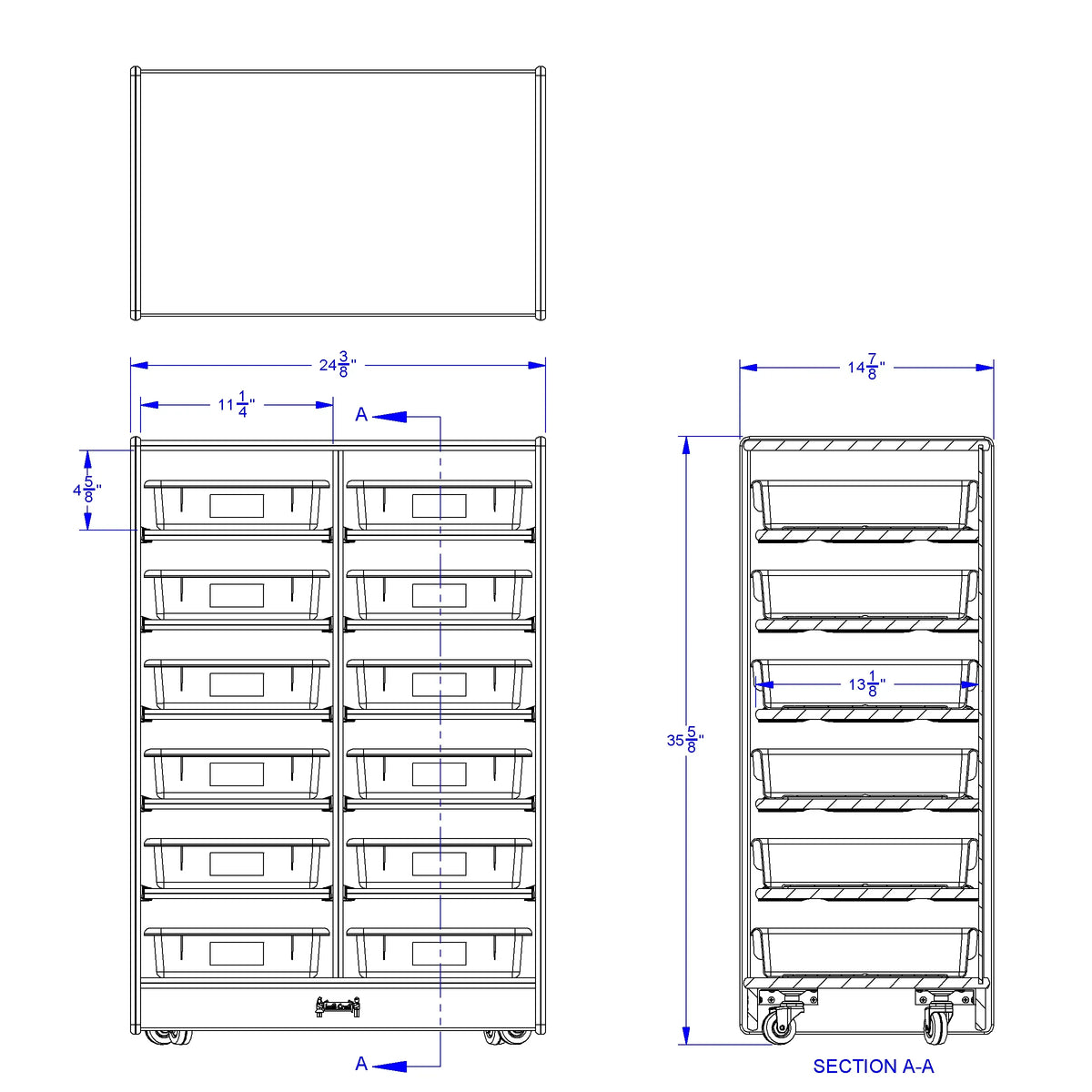 Jonti-Craft® 12 Paper-Tray Mobile Storage - with Colored Paper-Trays