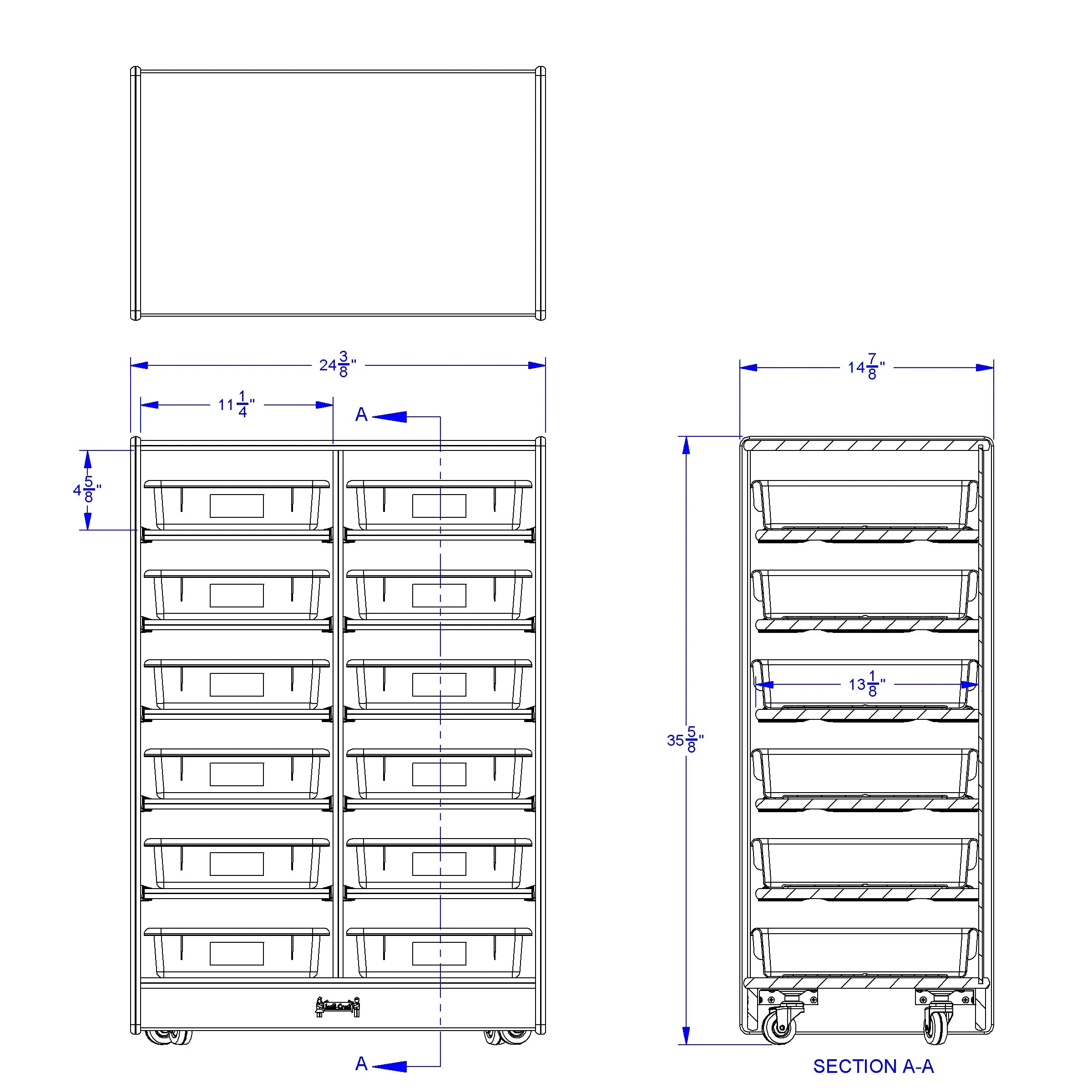Jonti-Craft® 12 Paper-Tray Mobile Storage - with Colored Paper-Trays