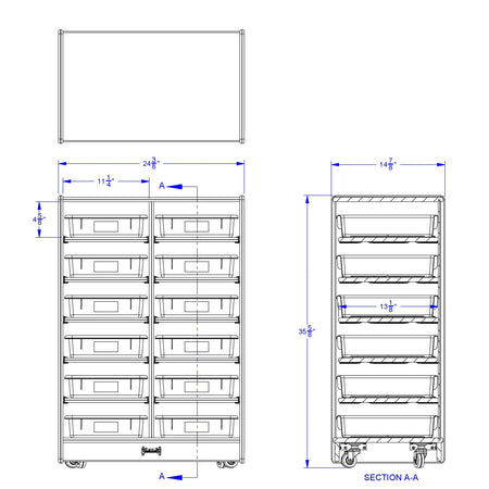 Jonti-Craft® 12 Paper-Tray Mobile Storage - with Colored Paper-Trays