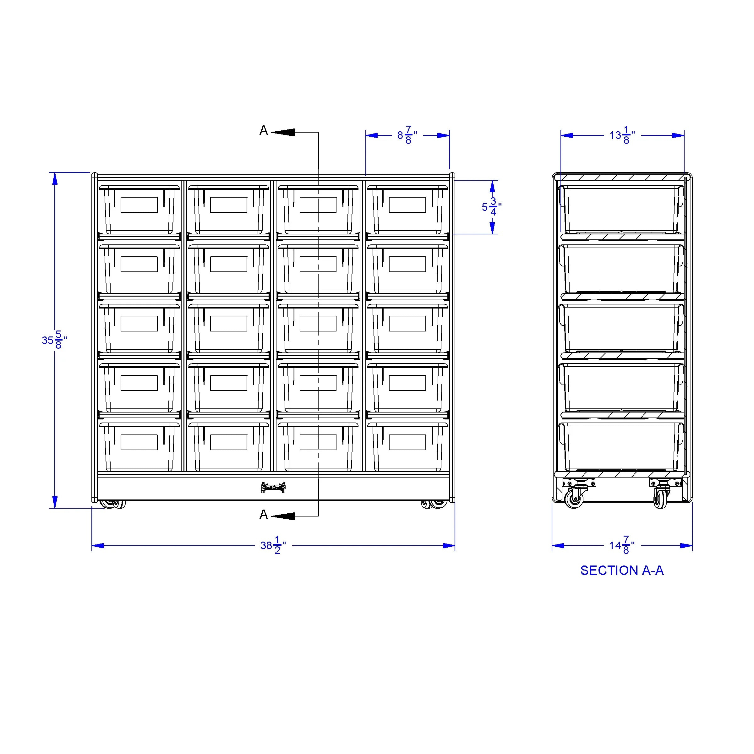 Jonti-Craft® 20 Cubbie-Tray Mobile Unit - with Colored Trays