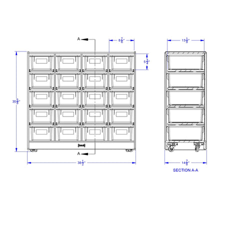 Jonti-Craft® 20 Cubbie-Tray Mobile Unit - with Clear Trays