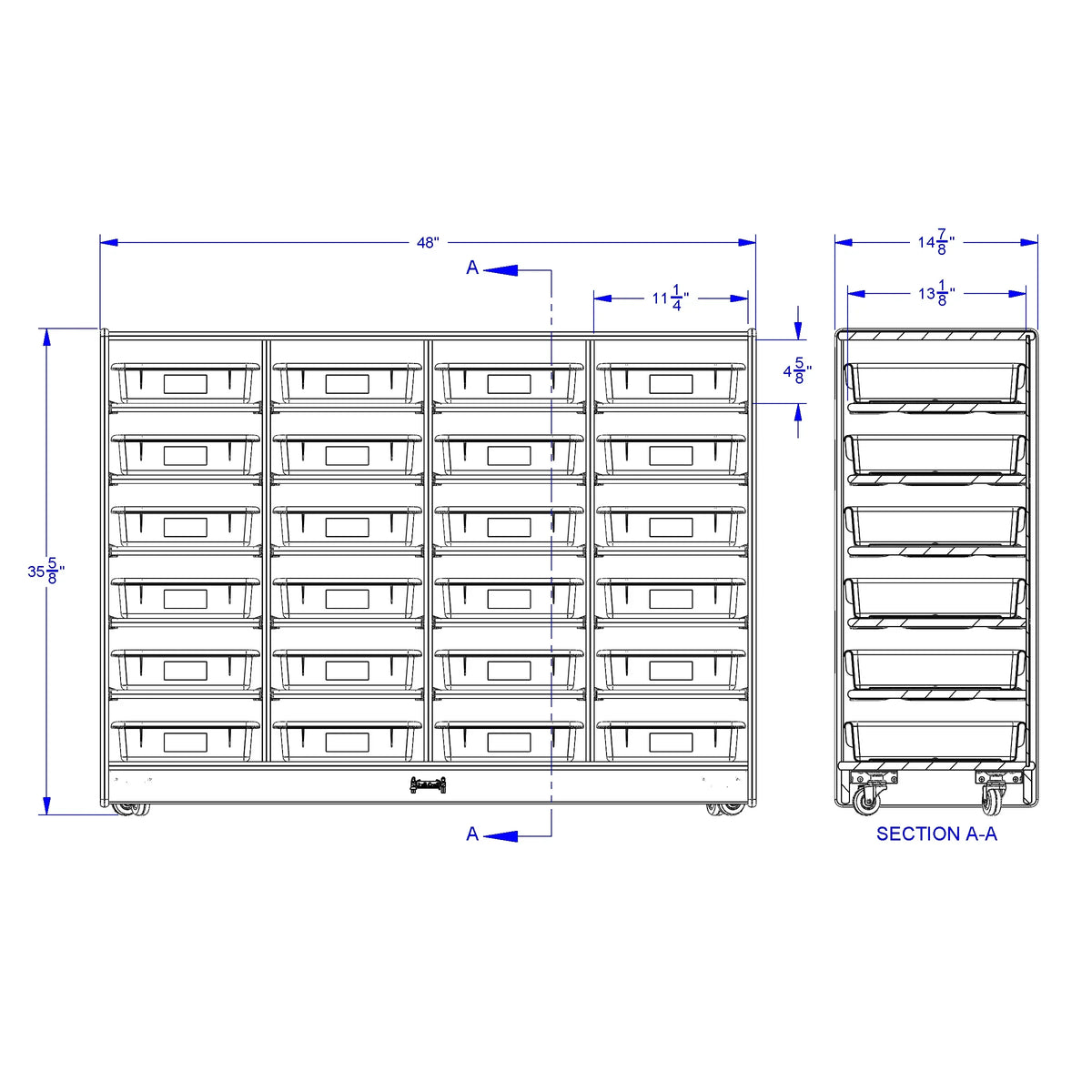 Jonti-Craft® 24 Paper-Tray Mobile Storage - with Colored Paper-Trays