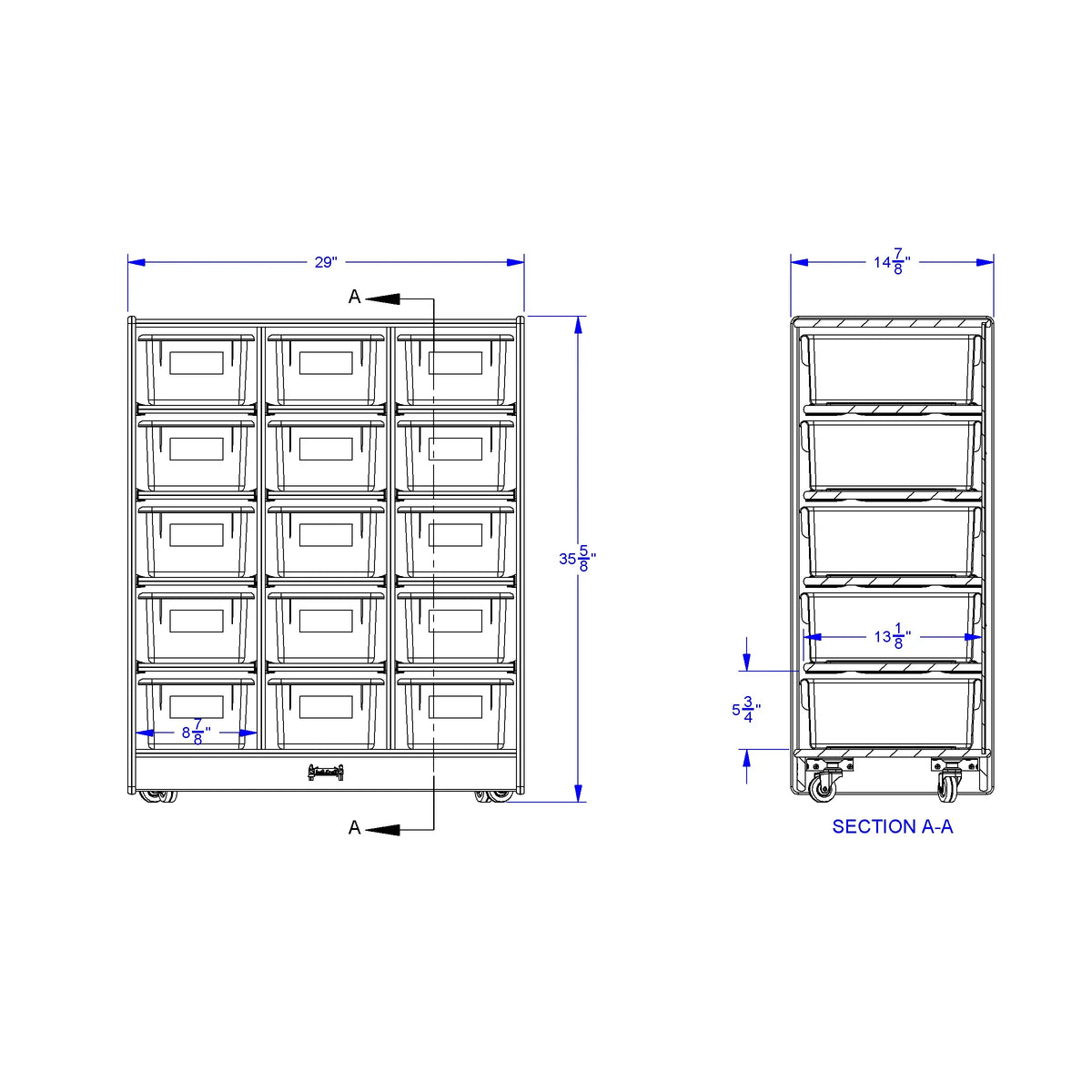 Jonti-Craft® 15 Cubbie-Tray Mobile Unit – with Clear Trays
