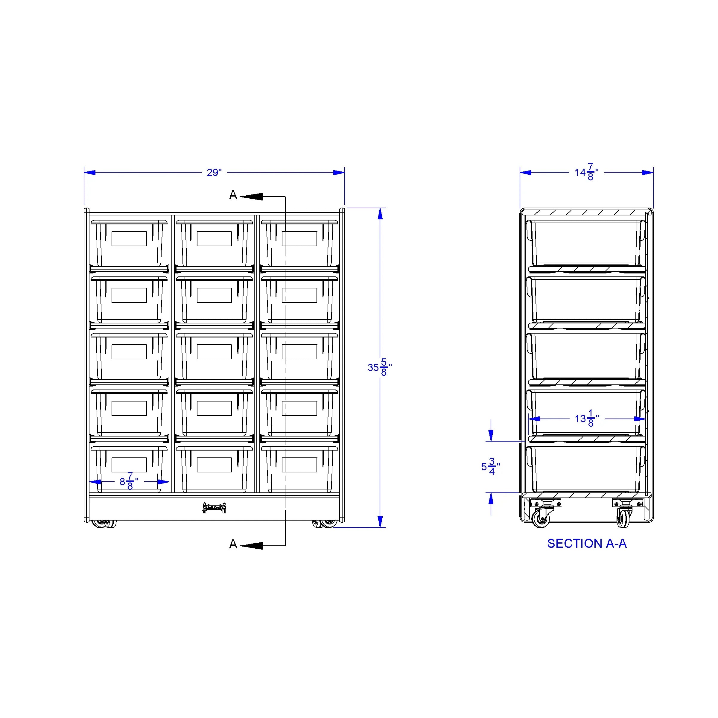 Jonti-Craft® 15 Cubbie-Tray Mobile Unit – with Colored Trays
