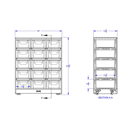 Jonti-Craft® 15 Cubbie-Tray Mobile Unit – with Colored Trays