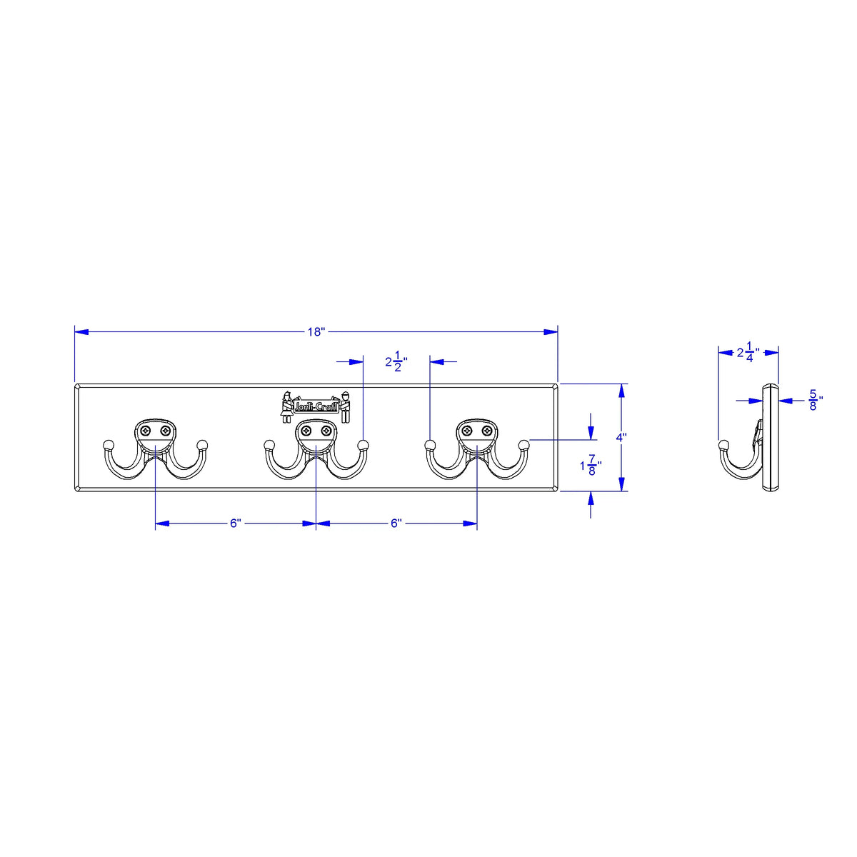Jonti-Craft® Wall Mount Coat Rail - 3 Hooks
