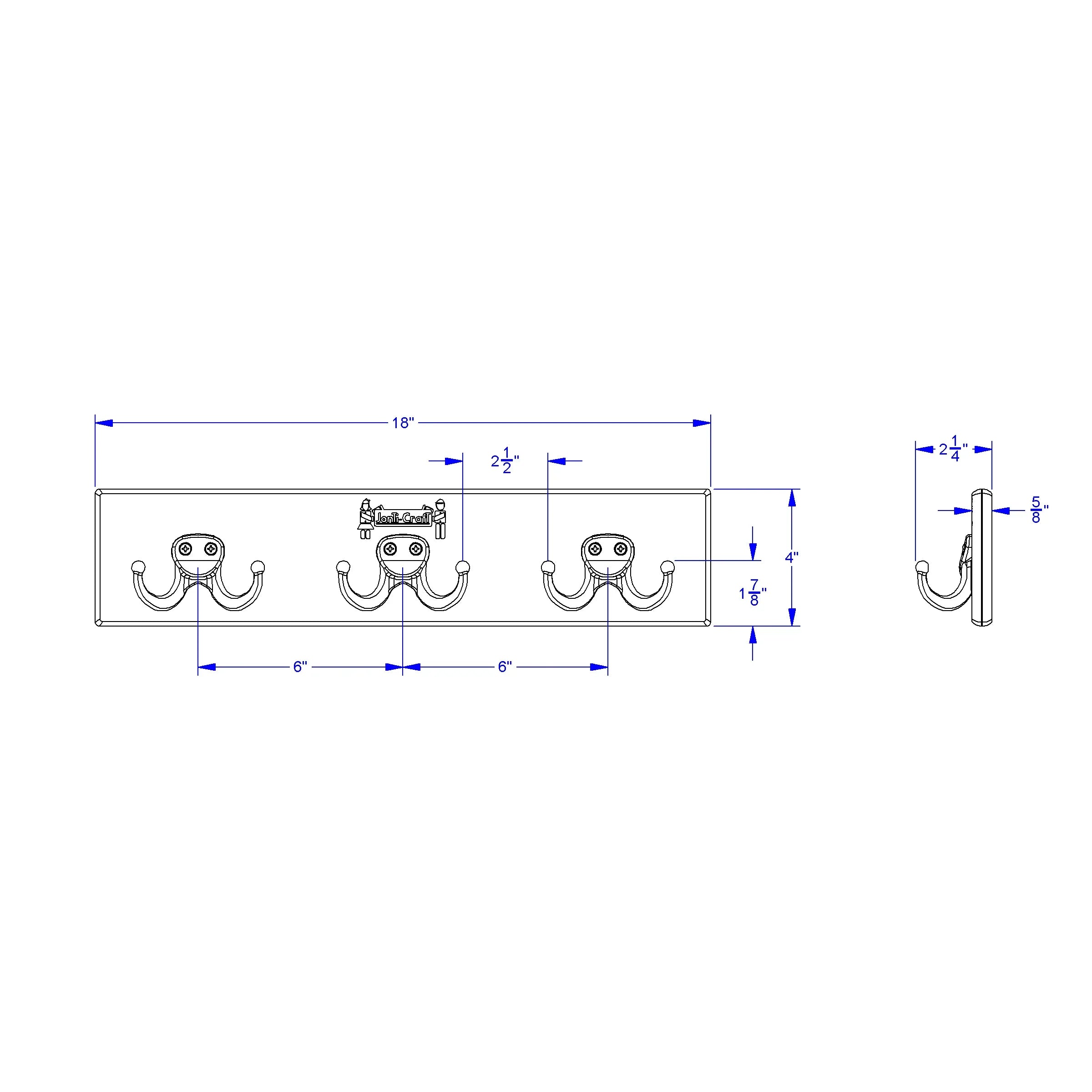Jonti-Craft® Wall Mount Coat Rail - 3 Hooks