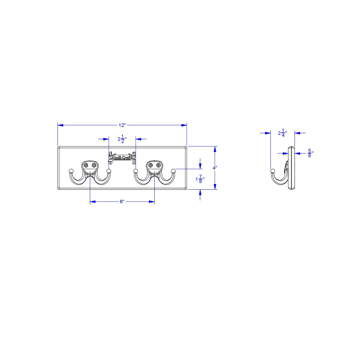 Jonti-Craft® Wall Mount Coat Rail - 2 Hooks