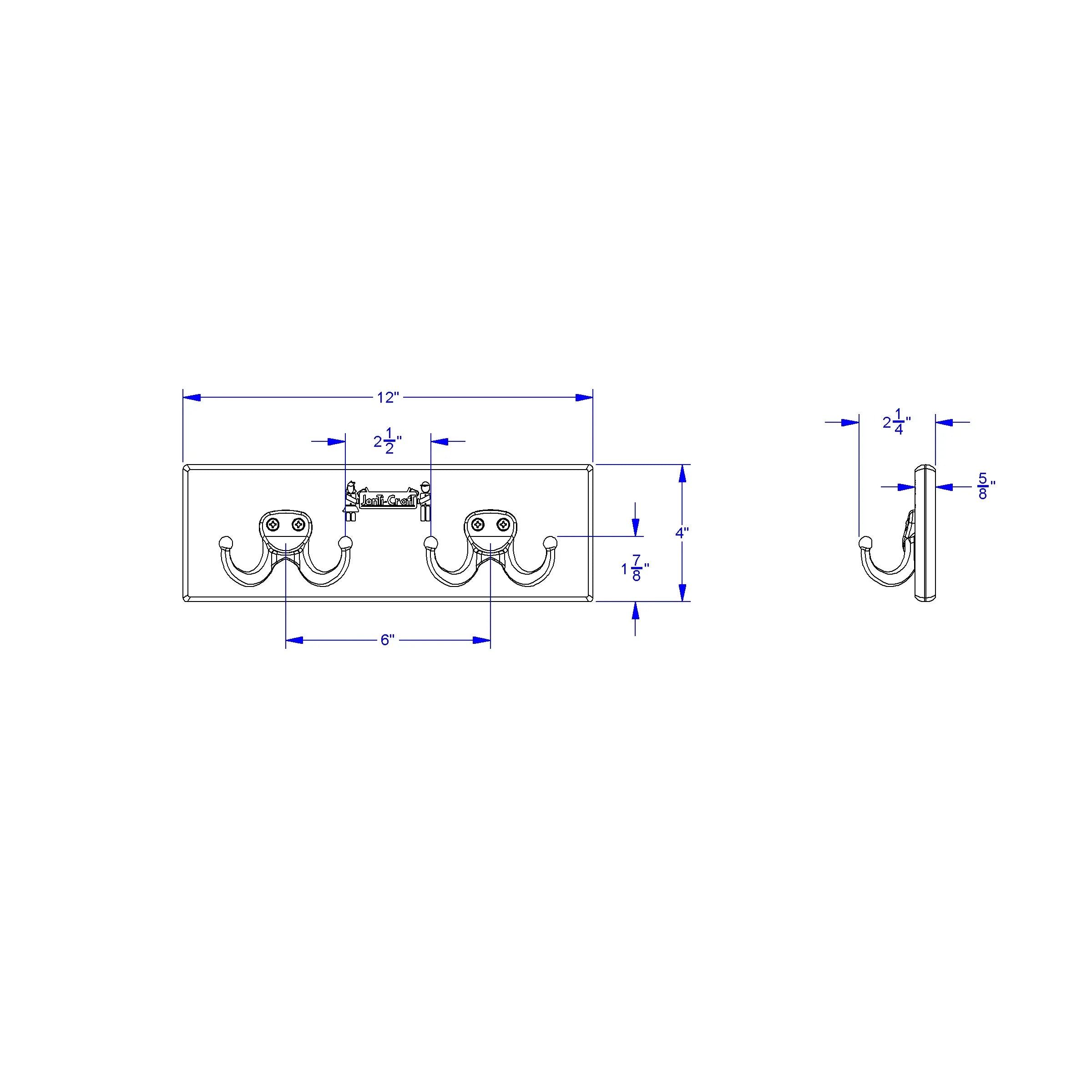 Jonti-Craft® Wall Mount Coat Rail - 2 Hooks