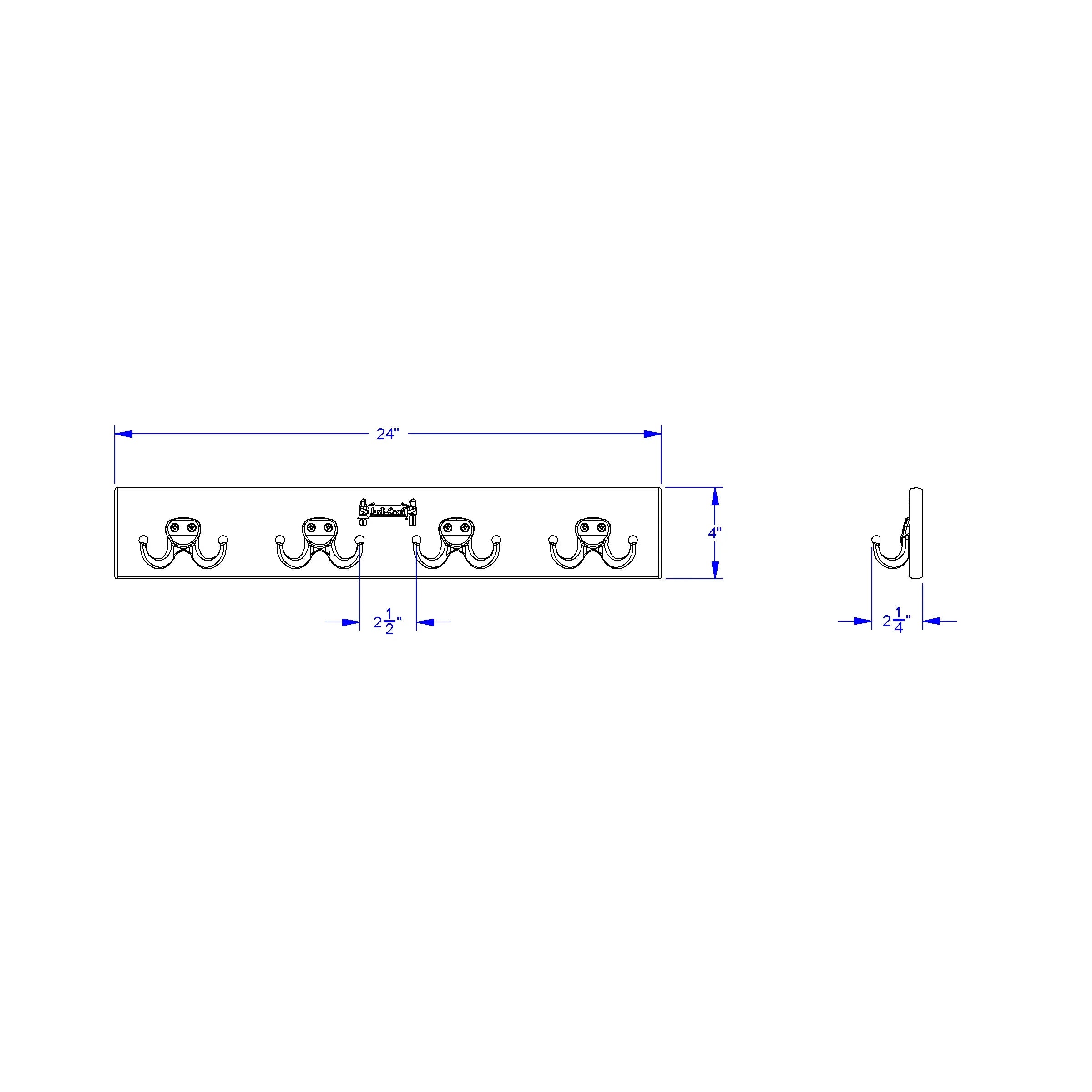 Jonti-Craft® Wall Mount Coat Rail - 4 Hooks