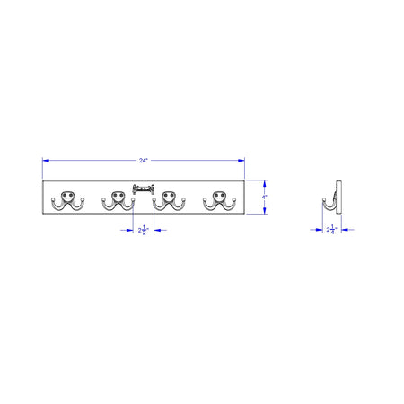 Jonti-Craft® Wall Mount Coat Rail - 4 Hooks