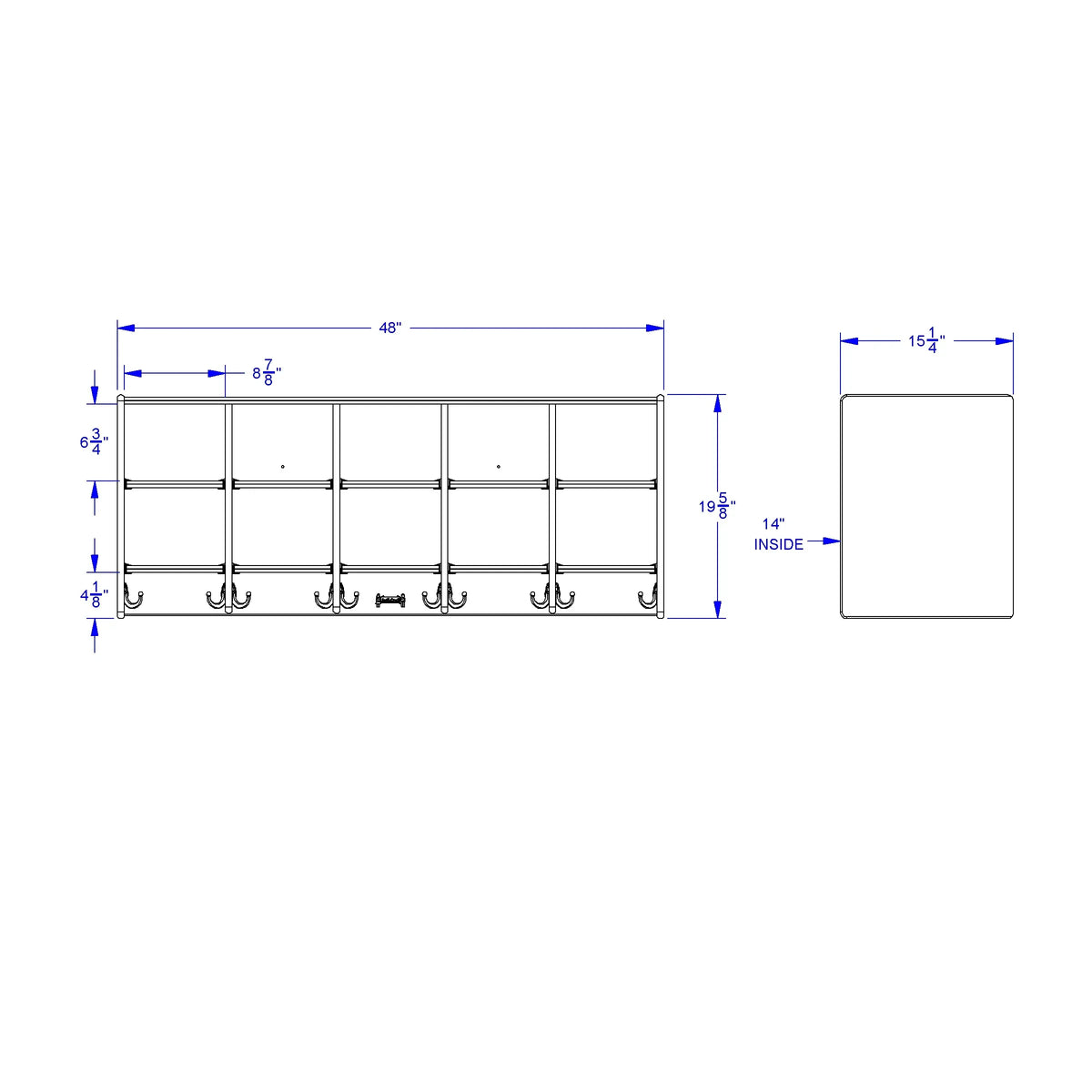 Jonti-Craft® 10 Section Wall Mount Coat Locker - without Trays