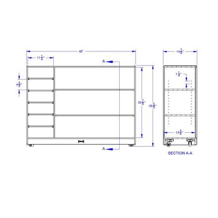 Jonti-Craft® Adjustable Combo Mobile Straight-Shelf - without Paper-Trays