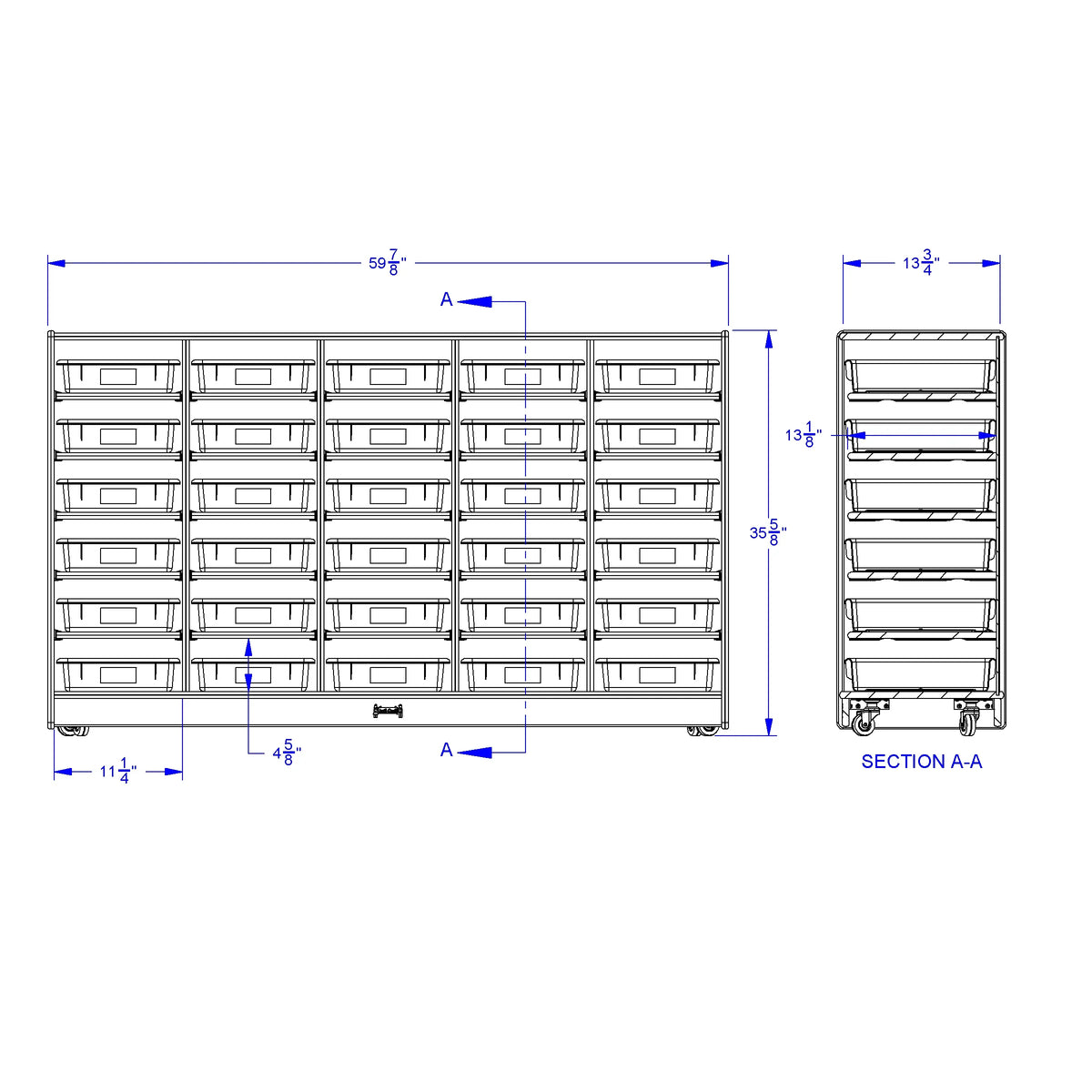 Jonti-Craft® 30 Paper-Tray Mobile Storage - with Colored Paper-Trays