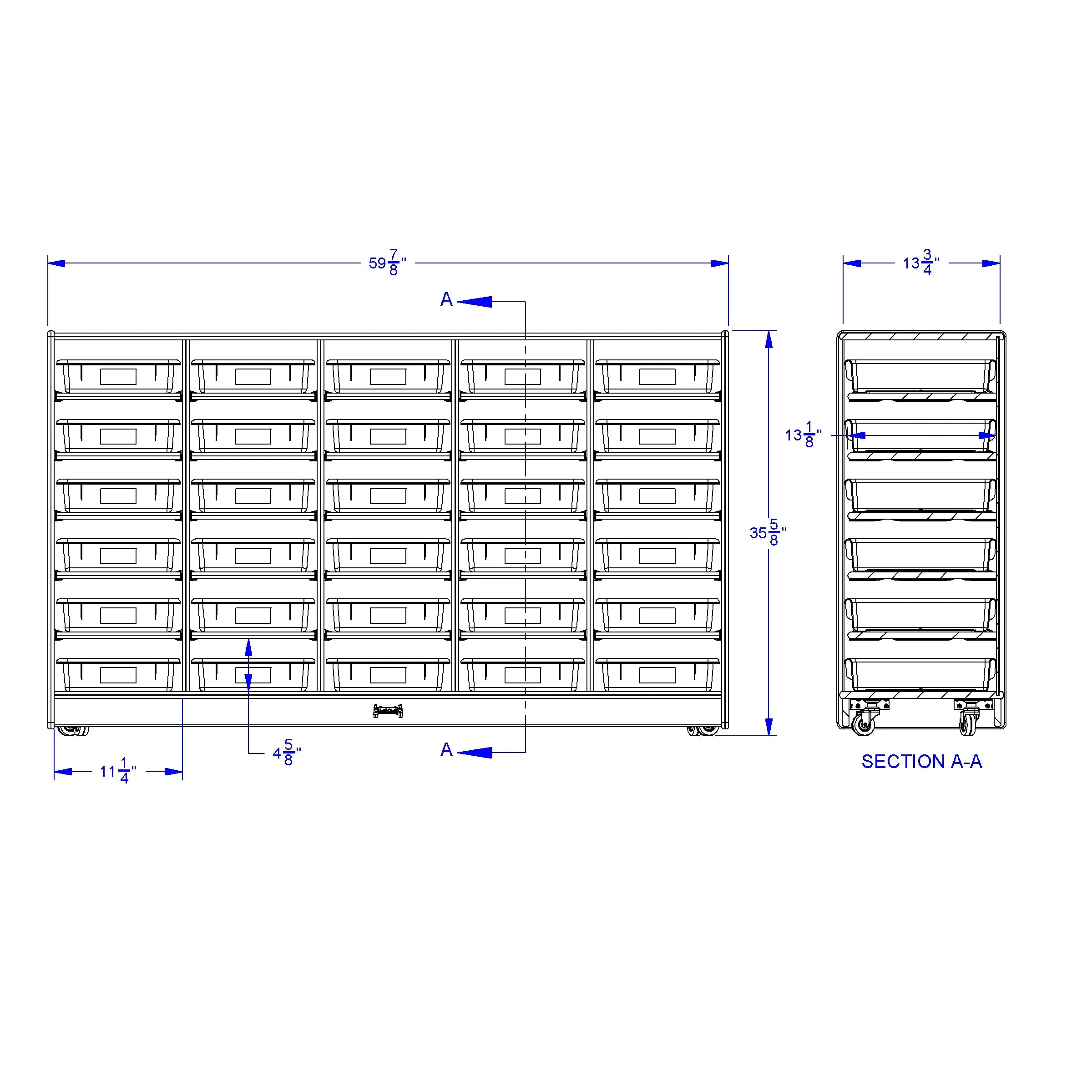 Rainbow Accents® 30 Paper-Tray Mobile Storage - with Paper-Trays - Blue