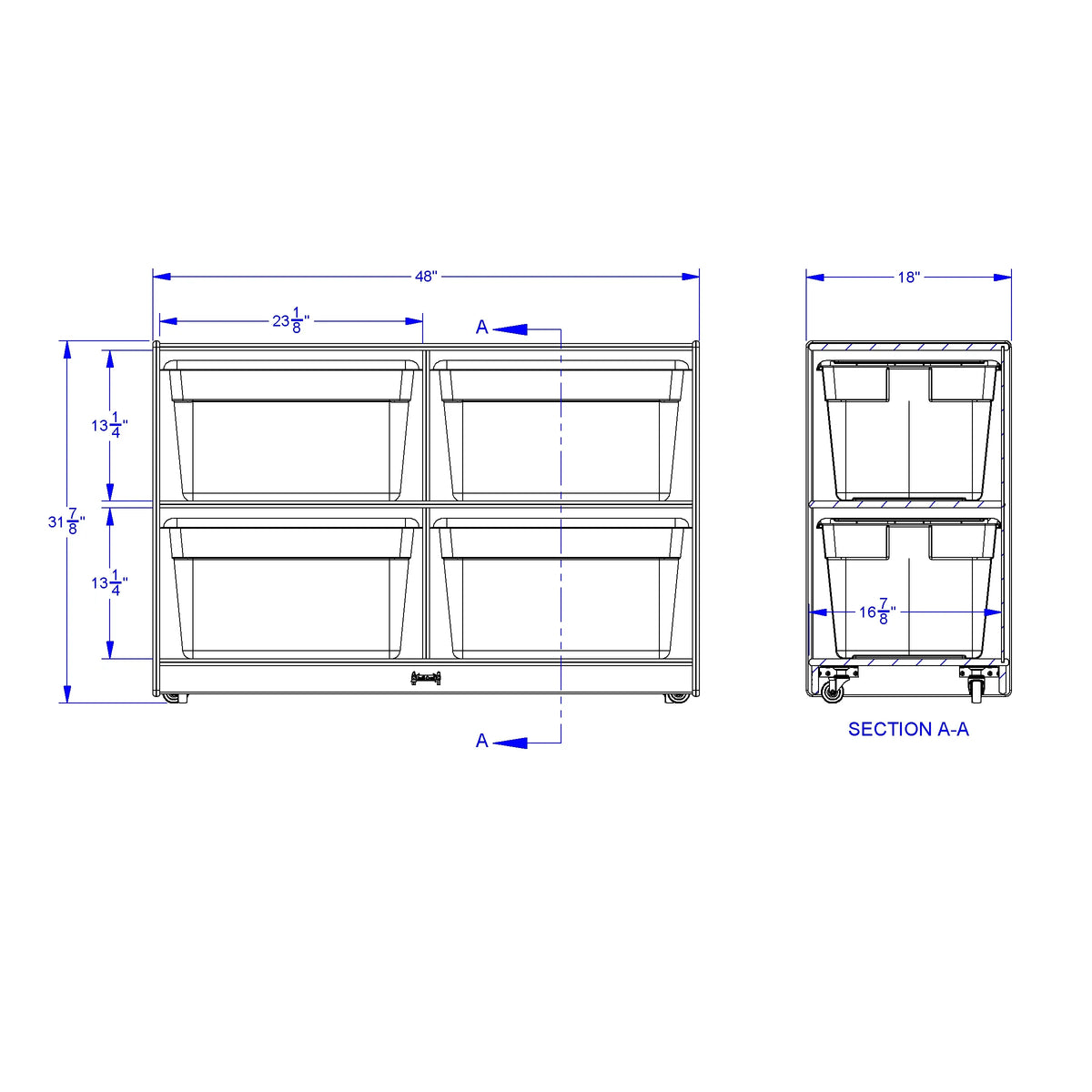 Jonti-Craft® Jumbo Tote Storage – with Clear Jumbo Totes + Lids
