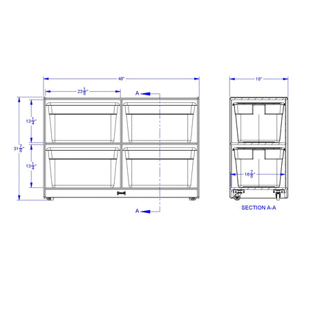 Jonti-Craft® Jumbo Tote Storage – with Clear Jumbo Totes + Lids