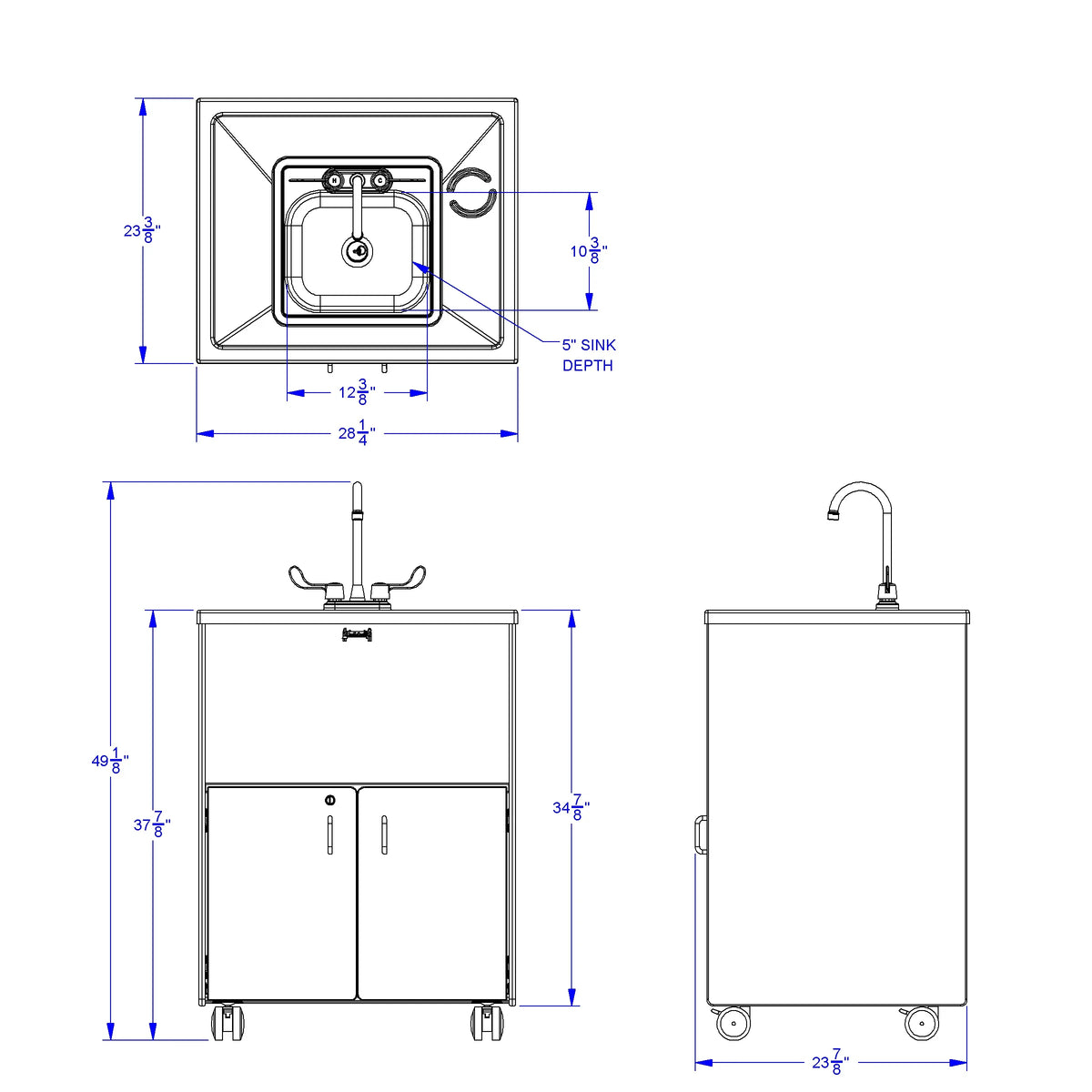 Jonti-Craft® Clean Hands Helper Portable Sink - 38" Counter - Stainless Steel Sink - Plumbing Required