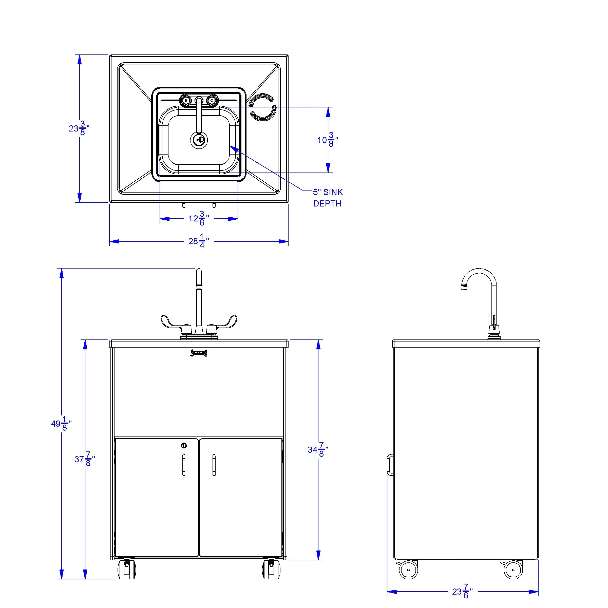Jonti-Craft® Clean Hands Helper Portable Sink - 38" Counter - Stainless Steel Sink - Plumbing Required