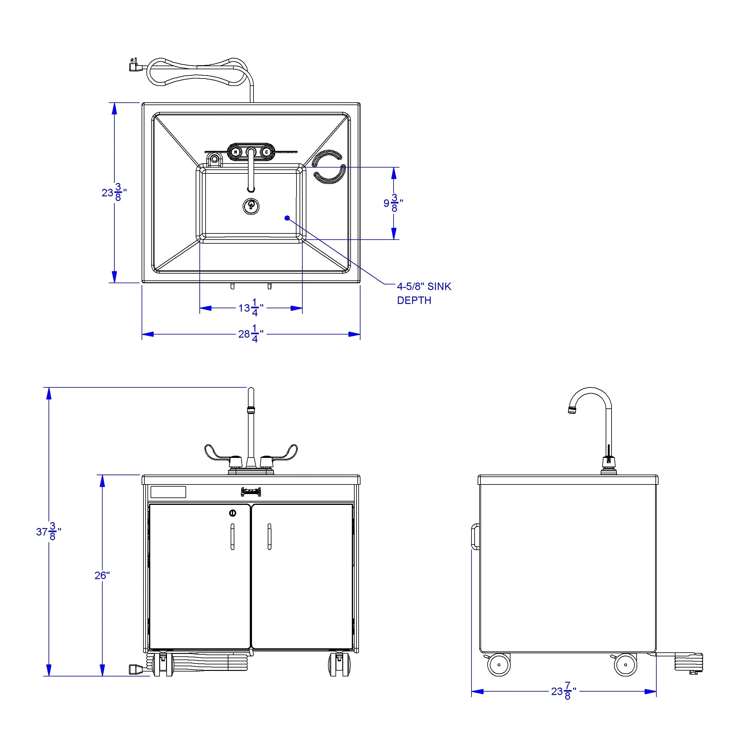 Jonti-Craft® Clean Hands Helper Portable Sink - 26" Counter - Plastic Sink