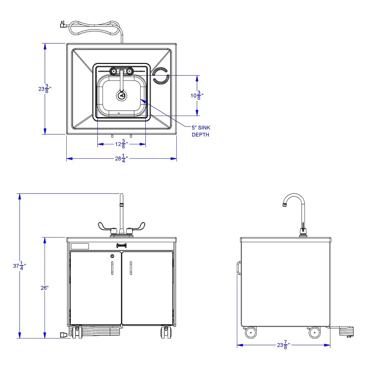 Jonti-Craft® Clean Hands Helper Portable Sink - 26" Counter - Stainless Steel Sink